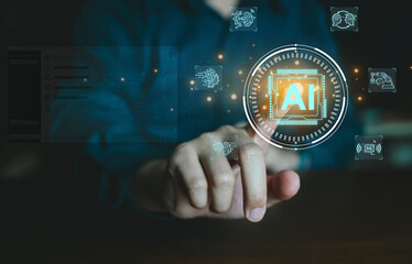 AI technology concept, Artificial Intelligence smart idea, Machine Learning, Cognitive Modelling Approach technological advancement.