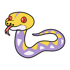 Fototapeta premium Cute lavender reticulated python cartoon