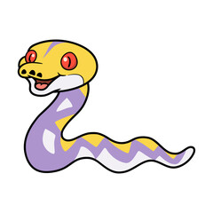 Cute lavender reticulated python cartoon