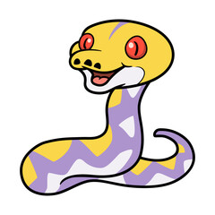 Fototapeta premium Cute lavender reticulated python cartoon