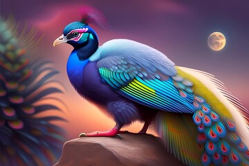 Peacock wallpaper in many colors. mural background with color.