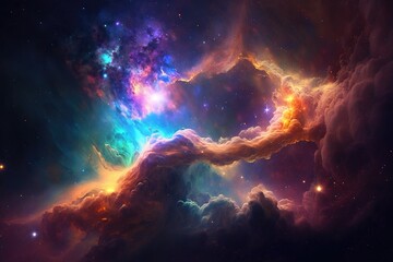 Obraz premium colorful galaxy, colorful nebula, colorful galaxy wallpaper, generative ai