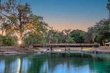 Fototapeta na wymiar Hart Springs at sunset, Gilchrist County, Florida 