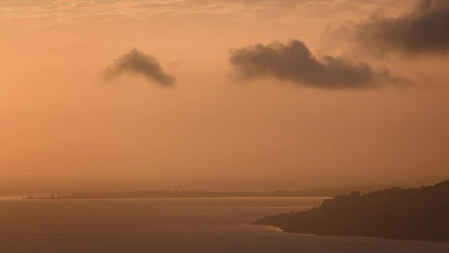 Orange Sky Sunrise over Warrenpoint from Flagstaff Viewpoint On Fathom Hill Near Newry