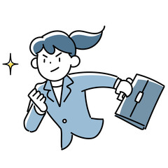 やる気満々の表情で走るビジネスウーマンの上半身