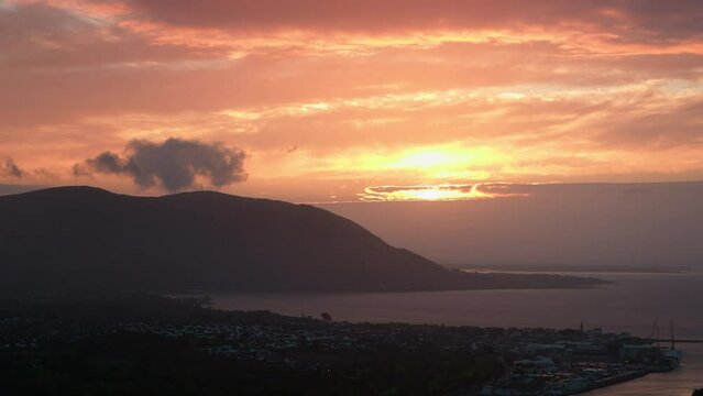 Sunrise over Warrenpoint from Flagstaff Viewpoint On Fathom Hill Near Newry