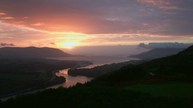 Sunrise over Warrenpoint from Flagstaff Viewpoint On Fathom Hill Near Newry