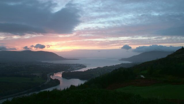 Sunrise over Warrenpoint from Flagstaff Viewpoint On Fathom Hill Near Newry