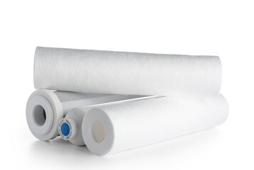 New water filter cartridges isolated on white background