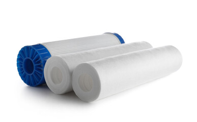 New water filter cartridges isolated on white background