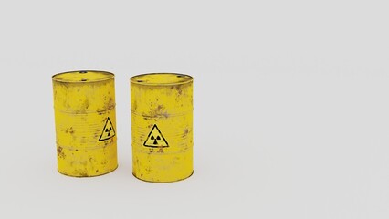 radioactive barrels isolated on white background.