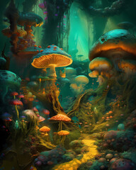 Fototapeta na wymiar mushroom wonderland