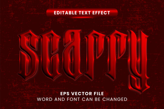 Red scarry vector text effect