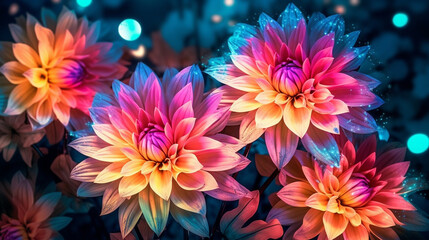 Obraz premium Vivid Hydrangeas with Intricate Flower Petals and Glowing Luminescent Backlight on Pastel Background - Generative AI