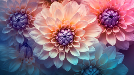 Obraz premium Vivid Hydrangeas with Intricate Flower Petals and Glowing Luminescent Backlight on Pastel Background - Generative AI