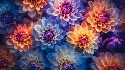 Vivid Hydrangeas with Intricate Flower Petals and Glowing Luminescent Backlight on Pastel Background - Generative AI