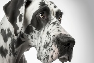 Close up of Great Dane dog white background. Generative AI AIG16. - obrazy, fototapety, plakaty