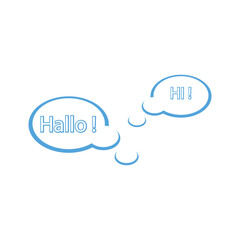 Set of speech bubbles. Hi, Hallo, wow. Vector illustration