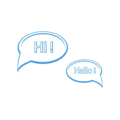Set of speech bubbles. Hi, Hallo, wow. Vector illustration