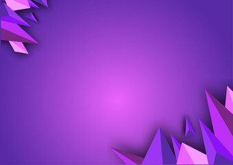 Purple and pink polygon shape on purple gradient background with copy space. Sharp triangle.