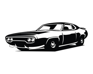 Obraz na płótnie Canvas plymouth gtx 1971 silhouette. isolated white background view from side. Best for logo, badge, emblem, icon, design sticker, classic car industry. available in eps 10.