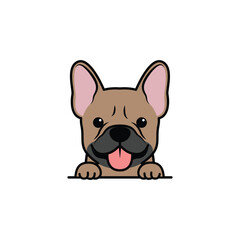 Cute fawn french bulldog puppy cartoon, vector illustration