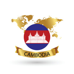 Cambodia Flag .official national flags of the world series. circular design . Vector