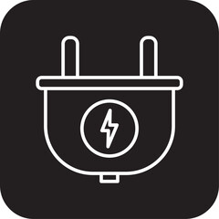 Power Plug Ecology icon with black filled line style. electric, energy, cable, adapter, socket, connect, equipment. Vector illustration