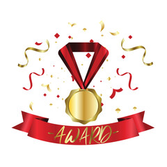 Golden cups award for winners and others sport trophy. Golden reward and gold trophy for championship golden badge or golden medal. Vector illustration