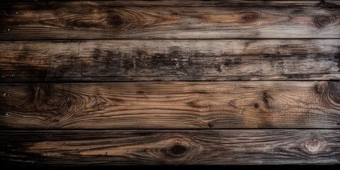 Fototapeta premium Rustikaler brauner Holz Hintergrund mit sichtbarer Struktur der Holbretter, ai generativ