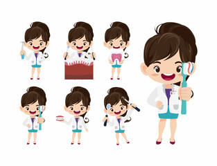 Dentist character and dental care concept