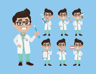 Dentist character and dental care concept