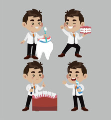 Dentist character and dental care concept