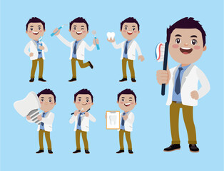 Dentist character and dental care concept