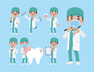 Dentist character and dental care concept