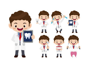 Dentist character and dental care concept