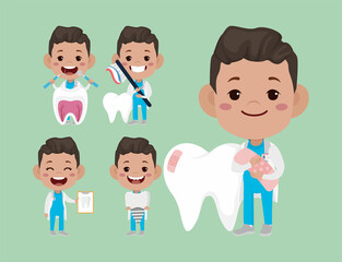 Dentist character and dental care concept