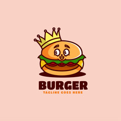 Vector Logo Illustration Burger Mascot Cartoon Style.