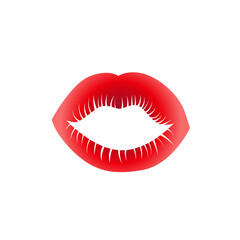 Red lips isolated on white background.