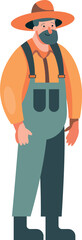Illustrated organic farmer smiling while working