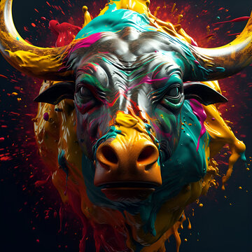 Bull, Splash art. generative ai