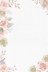 invitation template with flowers and leaves background