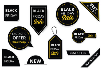 Fototapeta premium Black Friday sale banner design set over a white background, vector illustration, Designs Vector, Clearance.