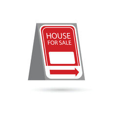 Sale Banner, For sale wooden placard. Real estate sign. Buy or rent house. Vector illustration in flat style