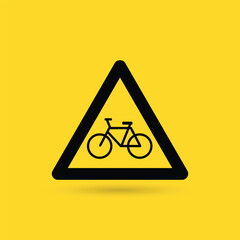 Warning signs with yellow background