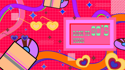 Vector flat design 90s music festival colorful colourful twitch background