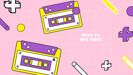 Vector colorful colourful hand drawn nostalgic 90's background