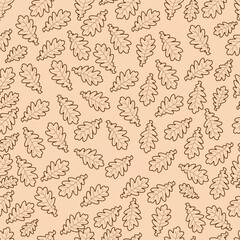 seamless pattern with contours of oak leaves