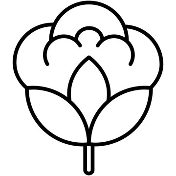 Cotton Ball Icon. Cotton Flower Symbol. Line Icon Vector Stock