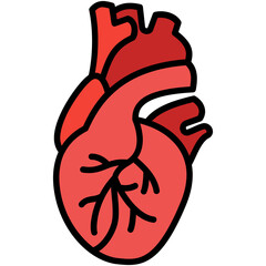 Human Heart Icon. Cardiology Organ Symbol. Line Filled Icon Vector Stock